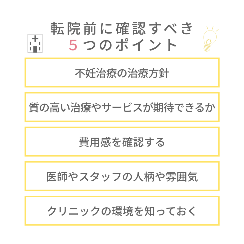 不妊治療で転院前に確認すべき5つのポイント